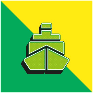 Tekne Yeşil ve Sarı modern 3D vektör simgesi logosu