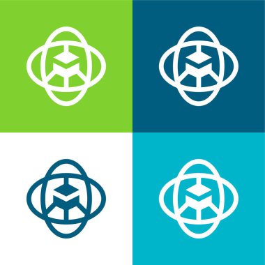 360 Derece Düz 4 renk en az simge kümesi