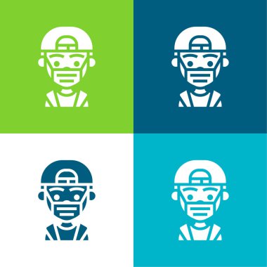 Oğlan Düz 4 renk en küçük simge seti