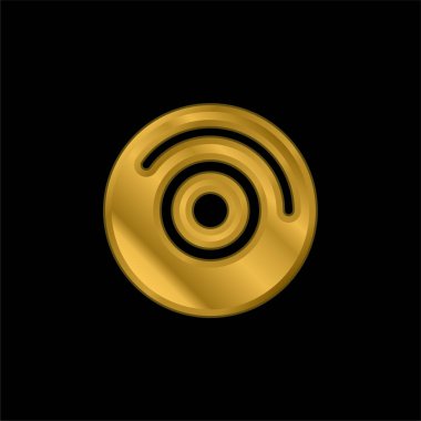 Beyaz Ayrıntılı Ses Diski Altın kaplamalı metalik simge veya logo vektörü
