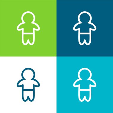 Pantolon Düz Düz Dört Renk Simgesi Seti ile Bebek Ayakta Çizgisi