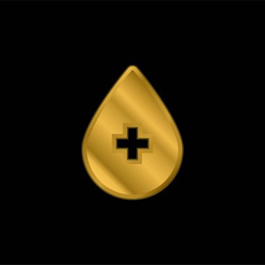 Kan bağışı altın kaplama metalik simge veya logo vektörü