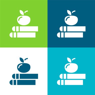 Kitap Düz 4 renk minimal simgesi seti