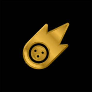 Asteroid altın kaplama metalik simge veya logo vektörü