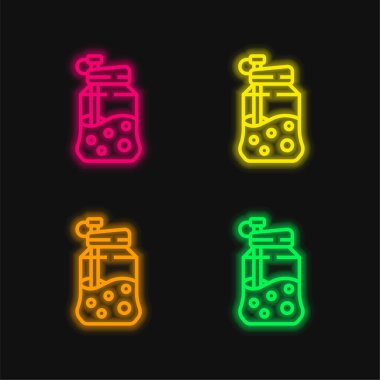 Dört renkli parlayan neon vektör simgesi