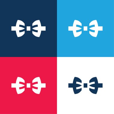 Papyon mavi ve kırmızı dört renk minimal simge seti