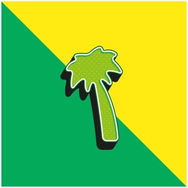 Siyah Palmiye Ağacı Yeşil ve Sarı 3D vektör simgesi logosu