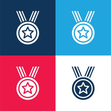 Ödül mavi ve kırmızı dört renk en düşük simge kümesi