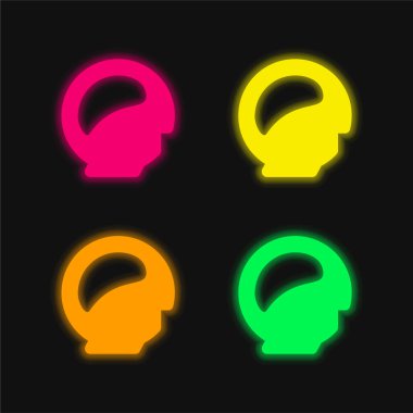 Beyin dört renk parlayan neon vektör simgesi