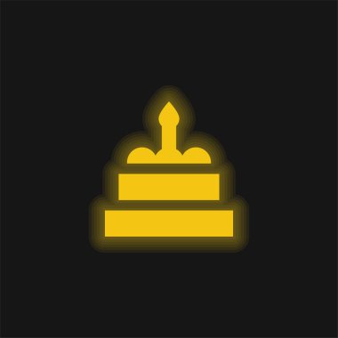 Doğum günü pastası sarı parlak neon simgesi