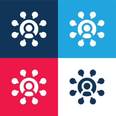 Mavi ve kırmızı dört renk en küçük simge kümesi