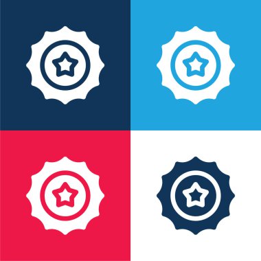 Bira kapağı mavi ve kırmızı dört renk en az simge kümesi