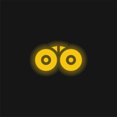 Dürbünler sarı parlayan neon simgesi