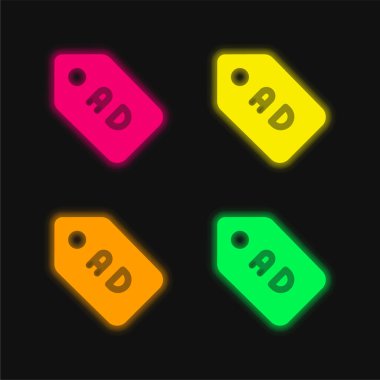 Dört renk parlayan neon vektör simgesi ekle