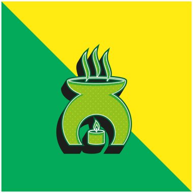 Aromaterapi Aracı Yanan Mum Isıtma Parfümü Yeşil ve Sarı 3D vektör logosu