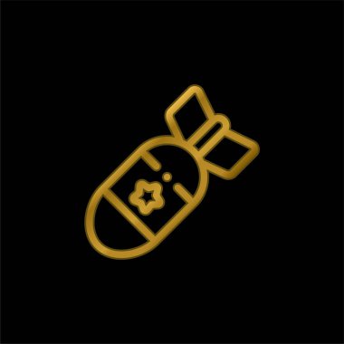 Atom bombası altın kaplama metalik simge veya logo vektörü