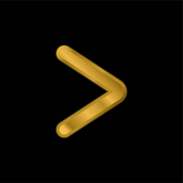 Arrow Angle Pointing To Right gold plated metalic icon or logo vector