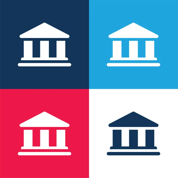 銀行青と赤の4色の最小アイコンセット — ストックベクタ