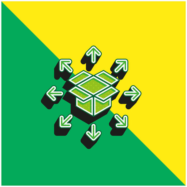 Коробка Зеленый и желтый современный 3d векторный логотип