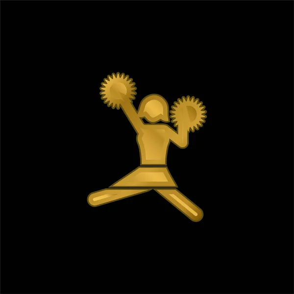 American Football Cheerleader Jump Vergoldet Metallisches Symbol Oder Logo Vektor — Stockvektor