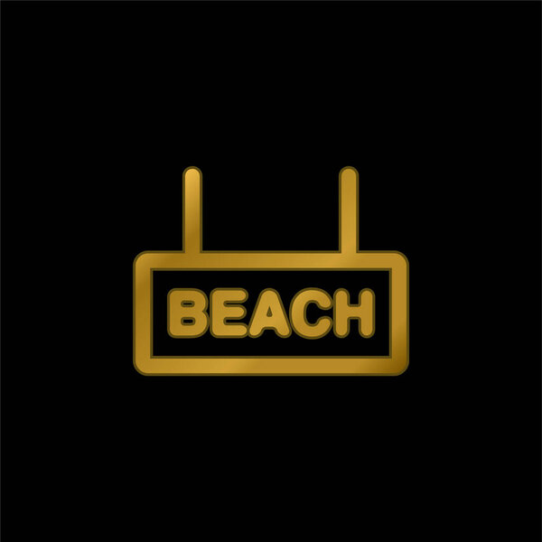 Beach Signal gold plated metalic icon or logo vector