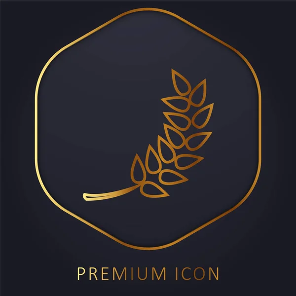 Branche Avec Feuille Ligne Logo Premium Icône — Image vectorielle