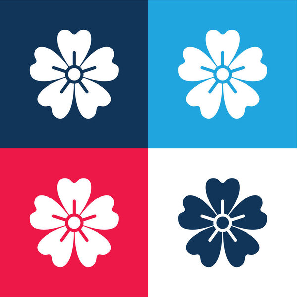 Acanthaceae blue and red four color minimal icon set