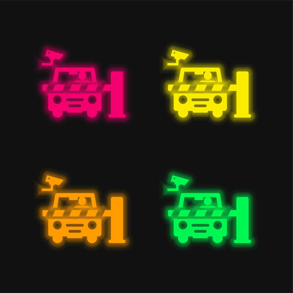 Barrier four color glowing neon vector icon