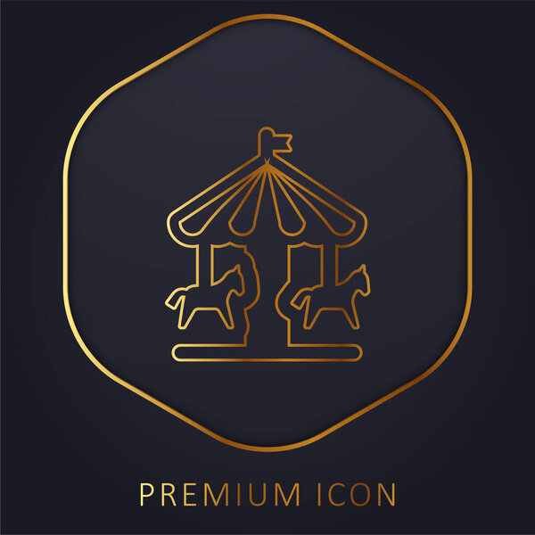 Amusement Park golden line premium logo or icon