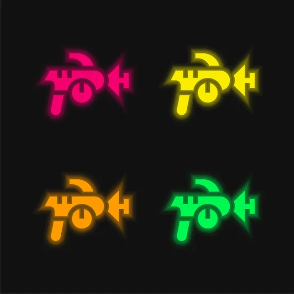 Blaster Four Color Glowing Neon Vector Icon — Stock Vector