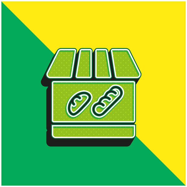 Bakery Shop Green and yellow modern 3d vector icon logo