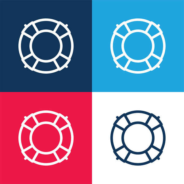 Big Lifesaver blue and red four color minimal icon set