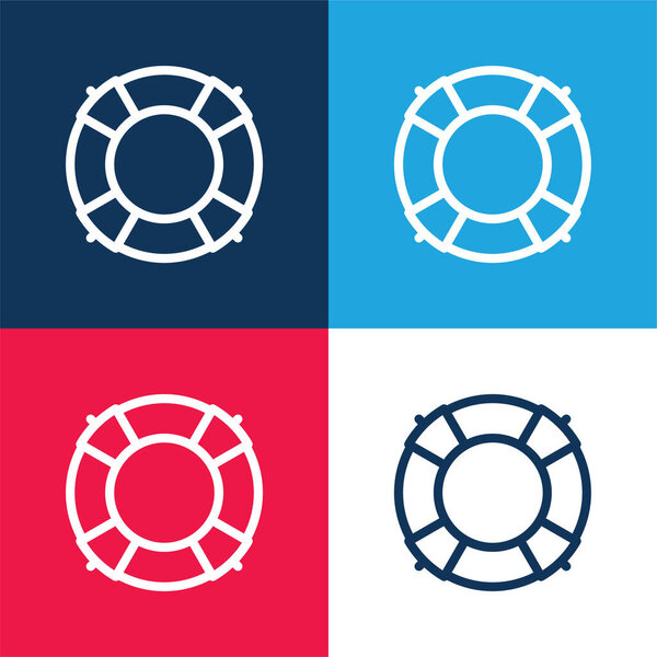 Big Lifesaver blue and red four color minimal icon set