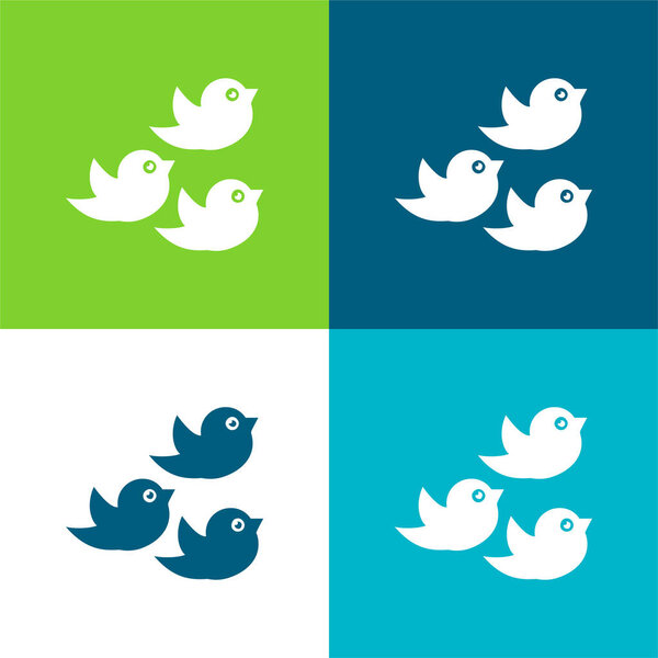 Birds Group Flat four color minimal icon set