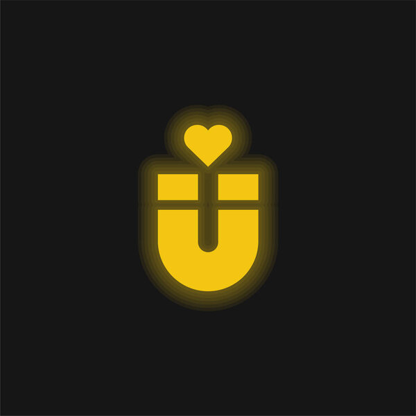 Желтый светящийся неоновый значок