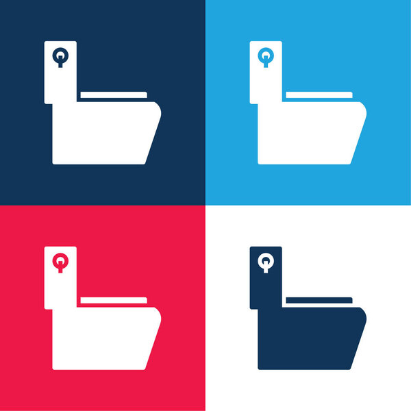 Bathroom blue and red four color minimal icon set