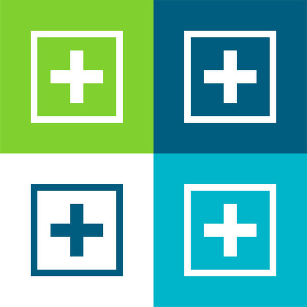 Add Square Flat four color minimal icon set