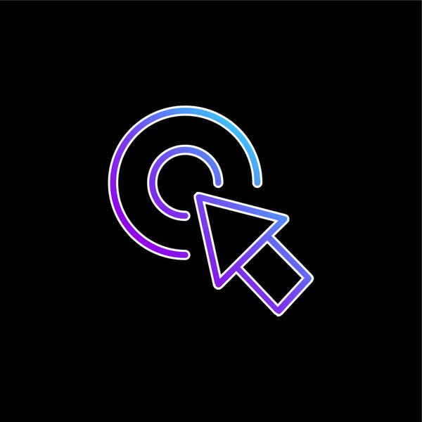 Arrow Pointing The Center Of A Circular Button Of Two Concentric Circles blue gradient vector icon