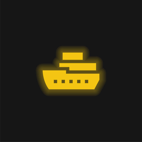 Boat yellow glowing neon icon