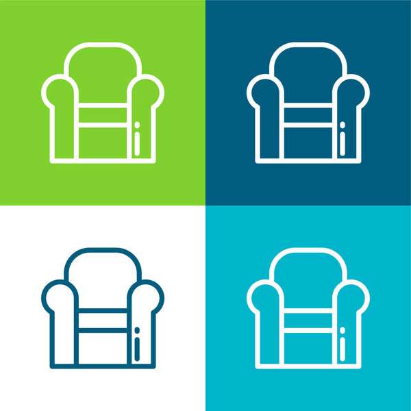 Armchair Flat four color minimal icon set