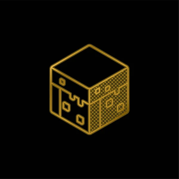 Блок Золотий Металевий Значок Або Вектор Логотипу — стоковий вектор