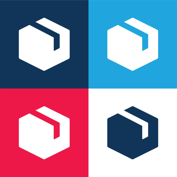 Box blue and red four color minimal icon set