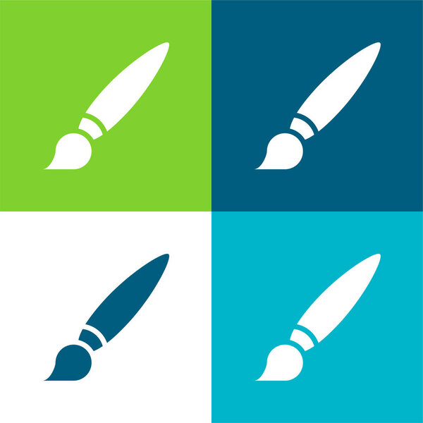 Big Paint Brush Flat 4 цветных минимальных набора значков