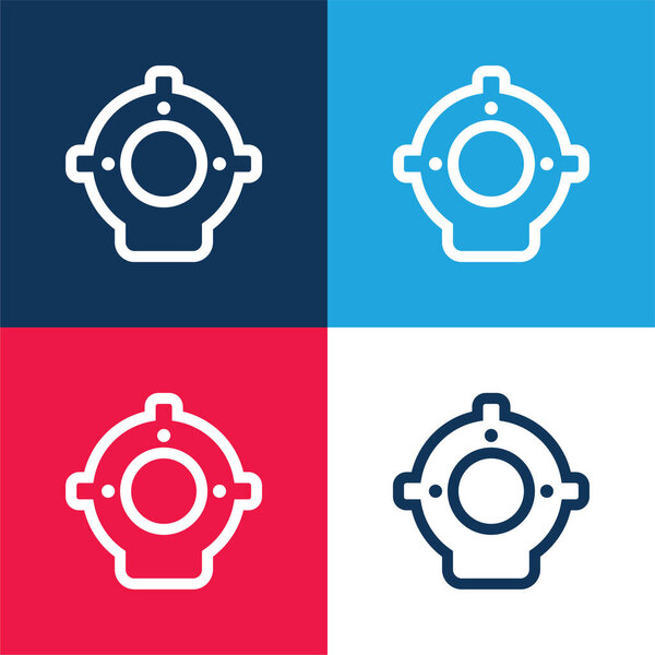 Aqualung blue and red four color minimal icon set
