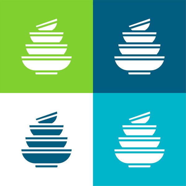 Bowls Flat four color minimal icon set
