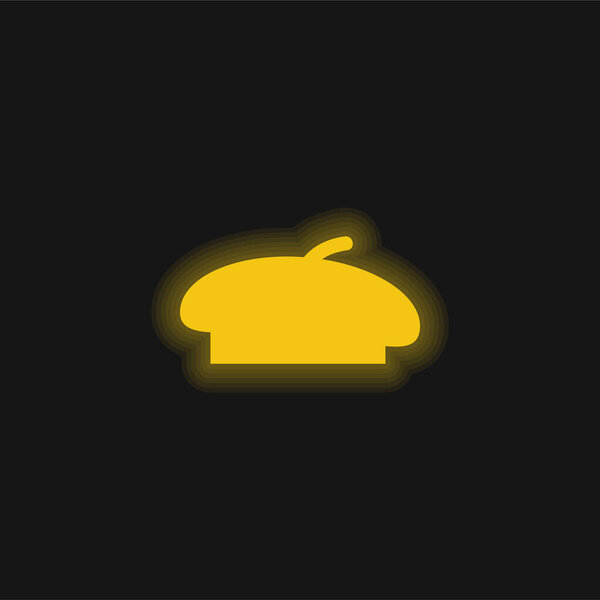 Желтый светящийся неоновый значок берета