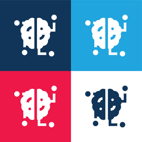 Брейн синий и красный четыре цвета минимальный набор значков