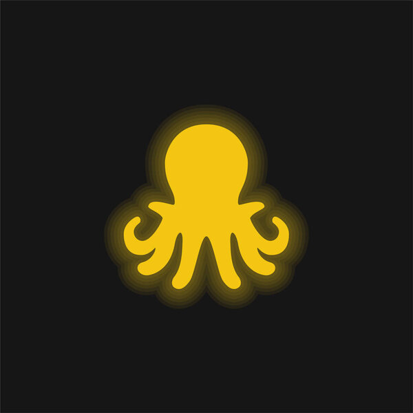 Aquarium Octopus yellow glowing neon icon