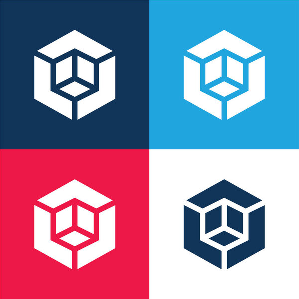 3d Модель синий и красный четыре цвета минимальный набор значков