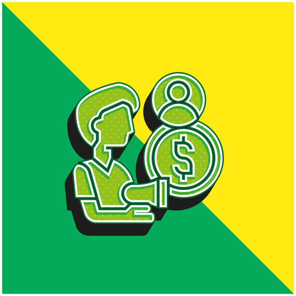 Affiliate Green and yellow modern 3d vector icon logo